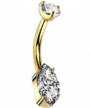 Kolczyk do pępka Banan Markiza z Kryształem – Tytan G23brnyZłoty PVD  DIA-PBT010-GG-1,610 cyrkonia.jpg